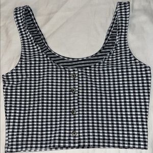 Gingham black and white cropped tank top.